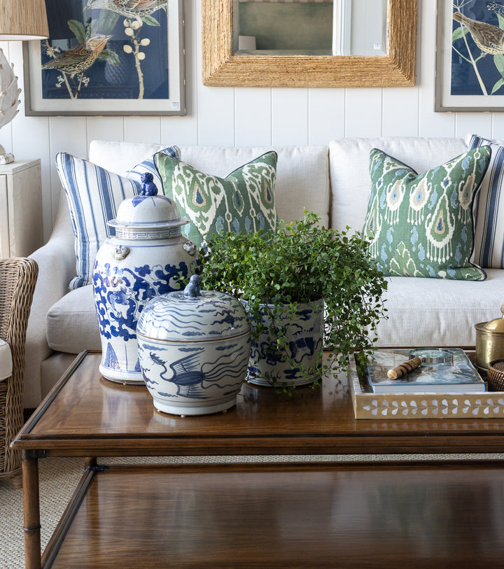 Blue And White Phoenix Round Jar