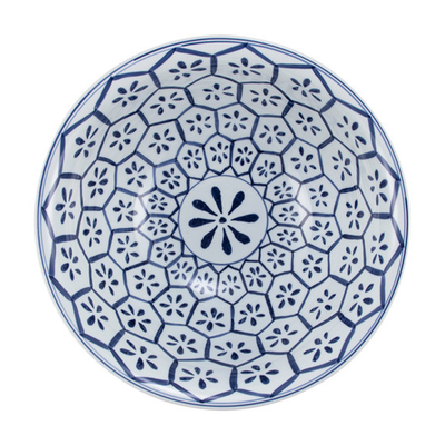 Blue And White Bowl Turtle Shell Motif