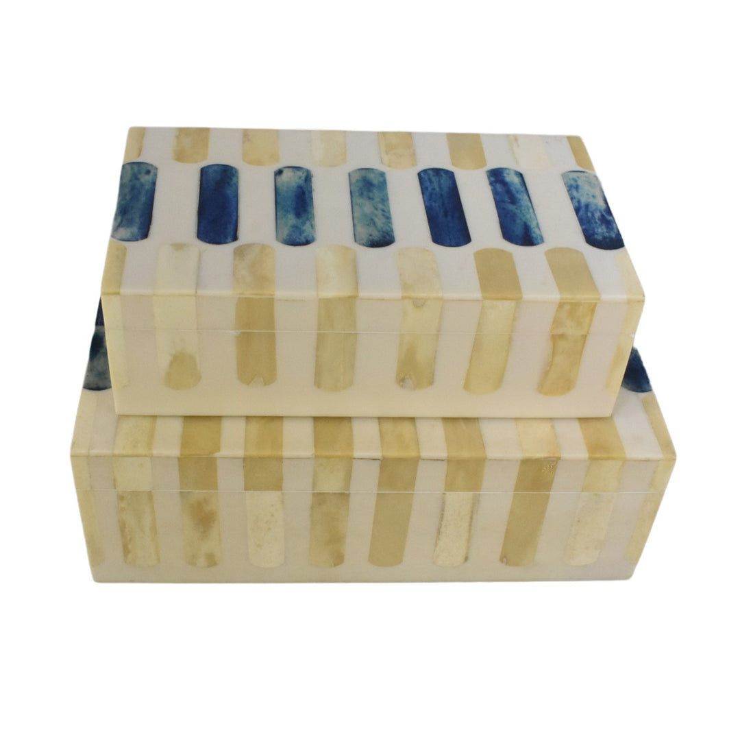 Blue & Cream Ticking Box LRG