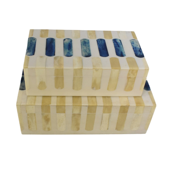 Blue & Cream Ticking Box LRG