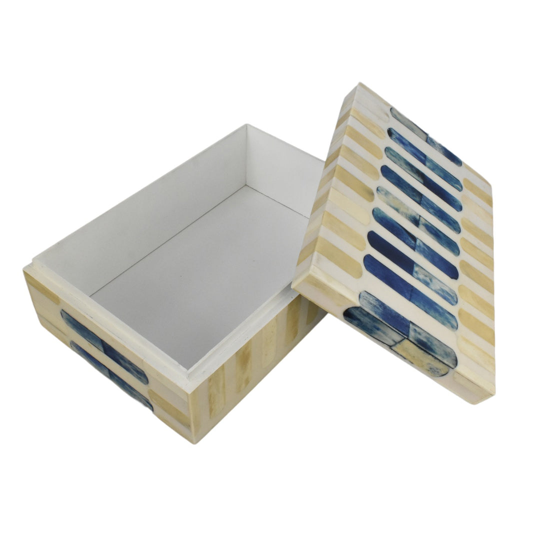 Blue & Cream Ticking Box LRG