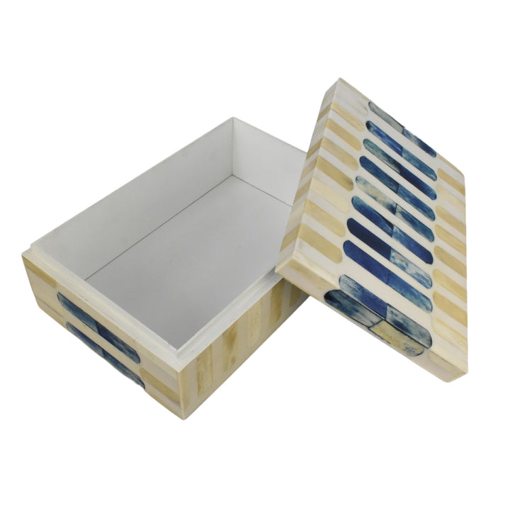 Blue & Cream Ticking Box LRG
