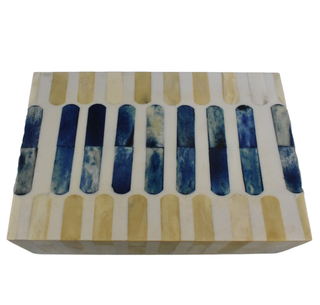 Blue & Cream Ticking Box LRG