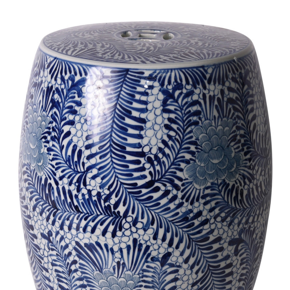B&W Blooming Flowers Garden Stool