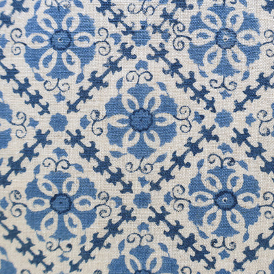 Blue Flower & Trellis Cushion