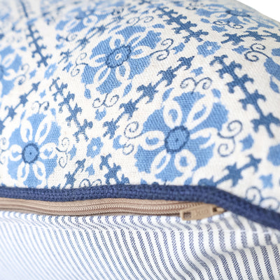 Blue Flower & Trellis Cushion