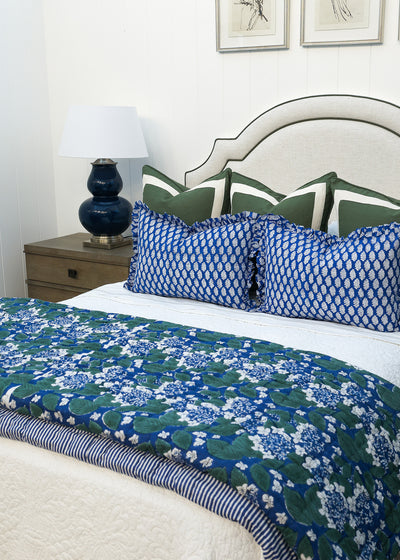 Blue Hydrangea & Stripe Quilt K