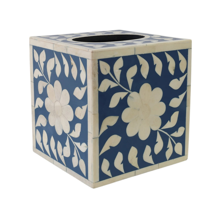 Blue & Bone Square Tissue Box