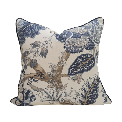 Blue & White Jacobean Floral Cushion