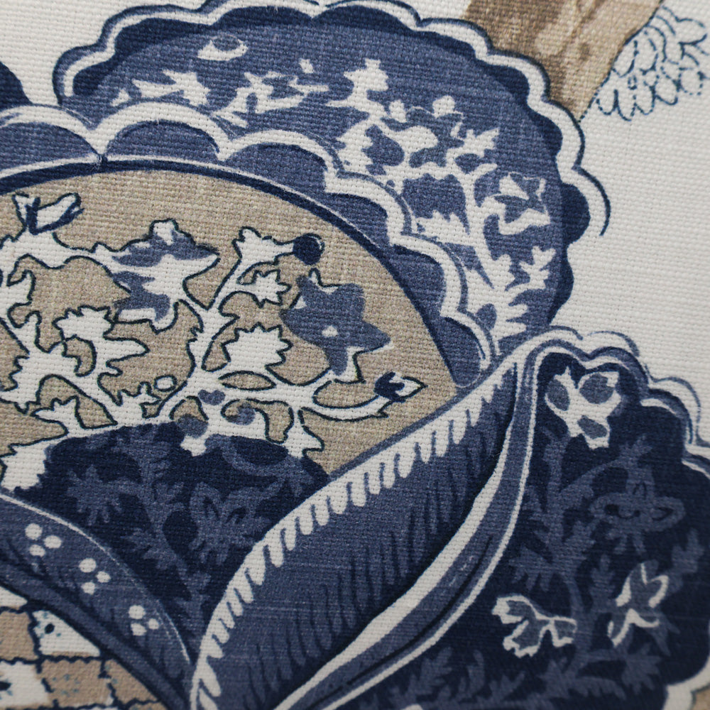 Blue & White Jacobean Floral Cushion