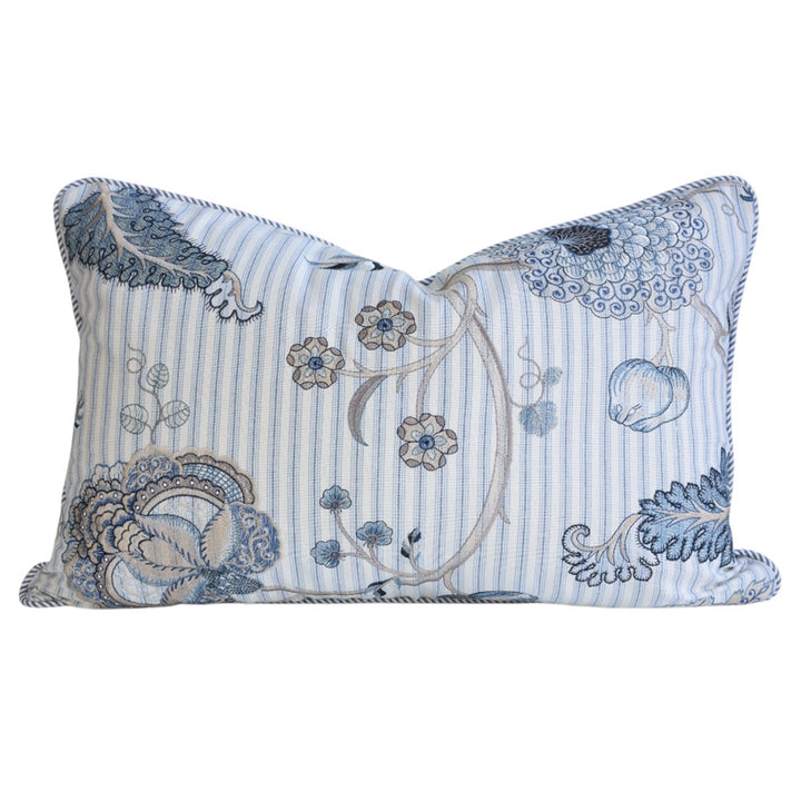 Blue Stripes & Florals Lumbar
