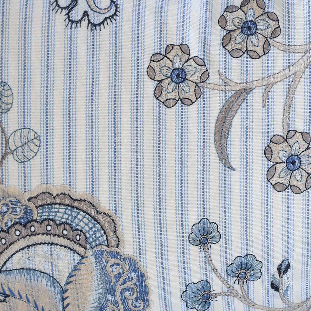 Blue Stripes & Florals Lumbar