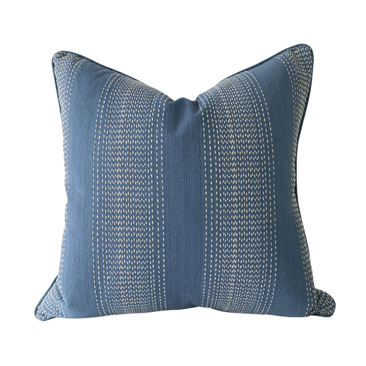 Blue & White Threaded Stripe Cushion