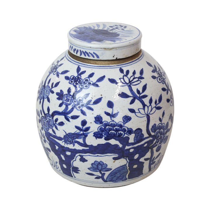 Blue & White Lily Pad Ming Jar Sm