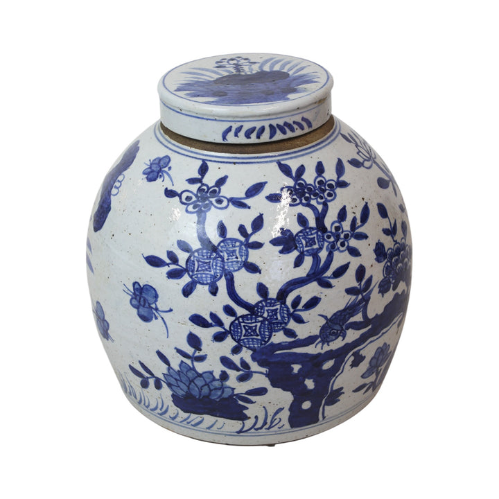 Blue & White Lily Pad Ming Jar Sm