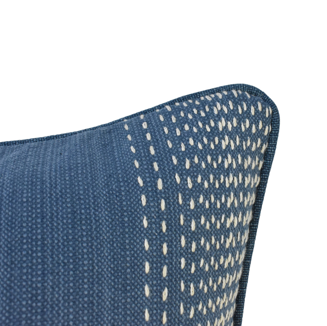 Blue & White Threaded Stripe Cushion