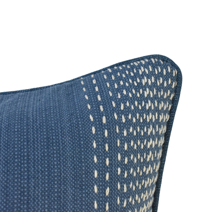 Blue & White Threaded Stripe Cushion
