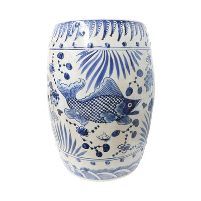 Blue & White Big Fish Stool