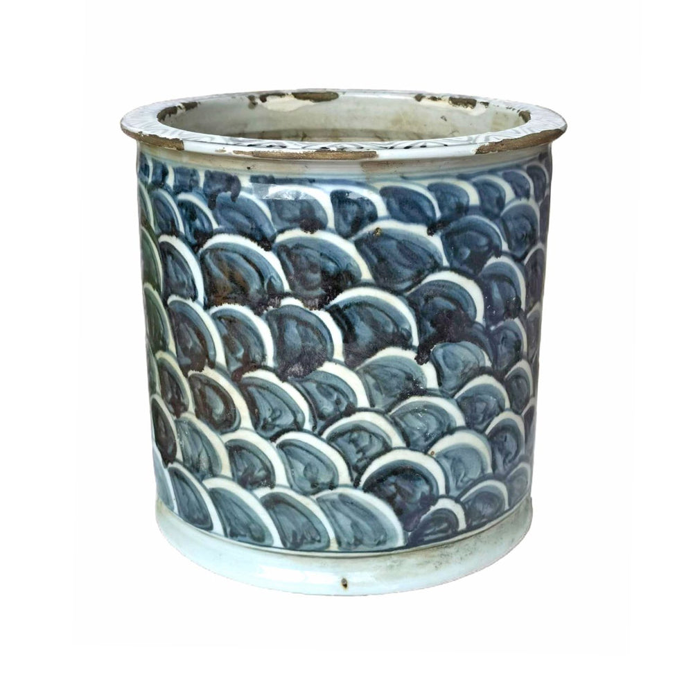 Blue & White Scale Motif Orchid Pot