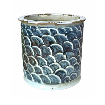 Blue & White Scale Motif Orchid Pot