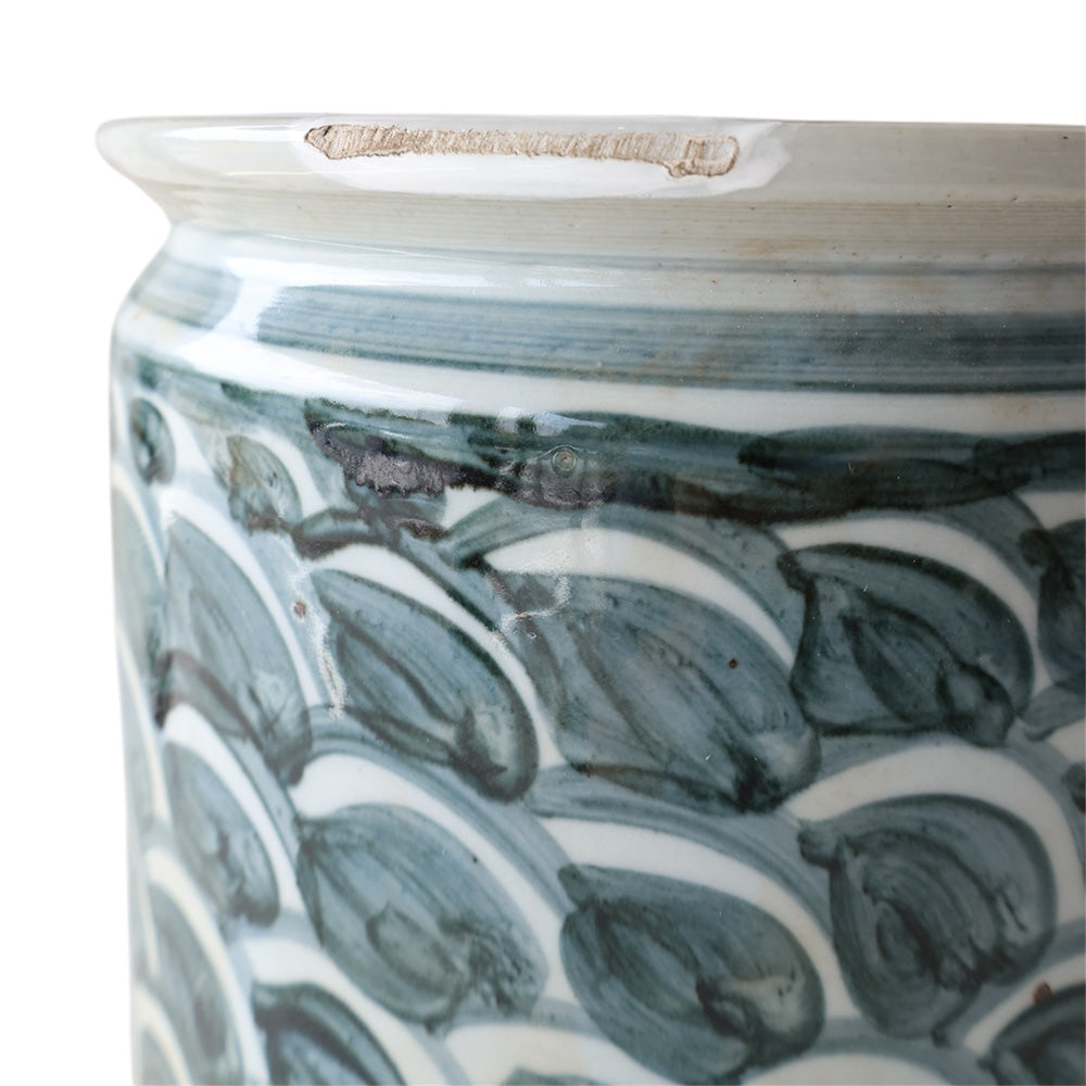 Blue & White Scale Motif Orchid Pot