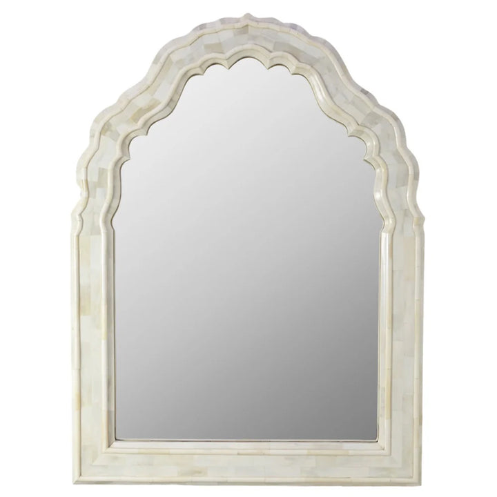 Bone Scalloped Arch Mirror