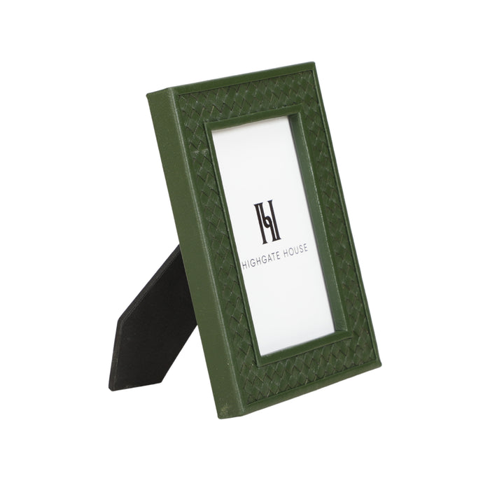 Braided Green Leather Photo Frame
