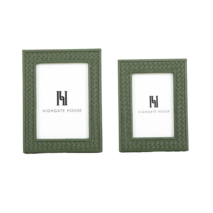 Braided Green Leather Photo Frame