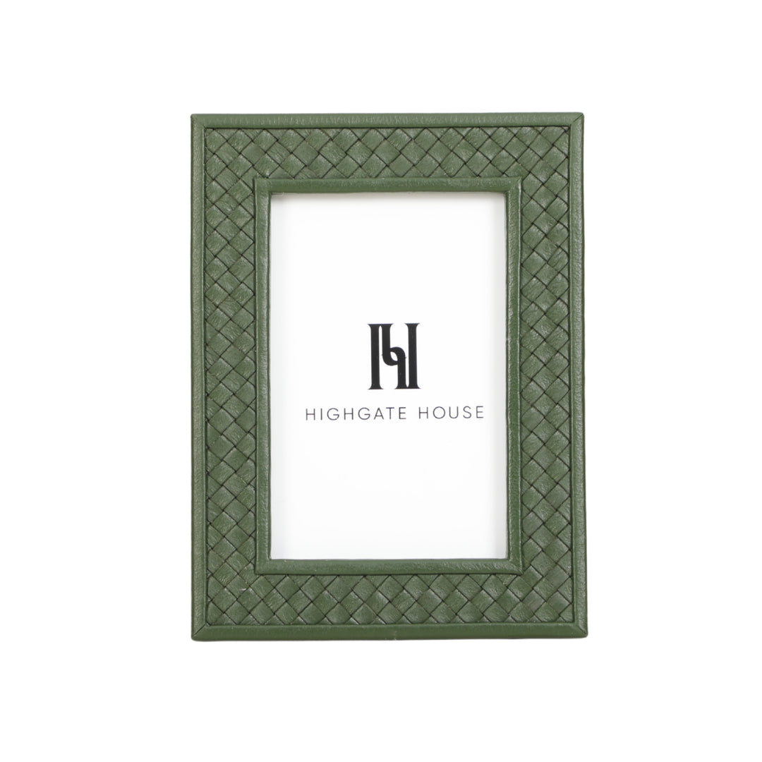 Braided Green Leather Photo Frame