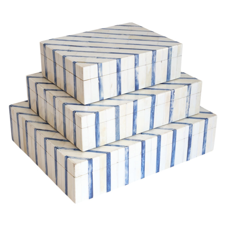 Callie Blue Striped Bone Box