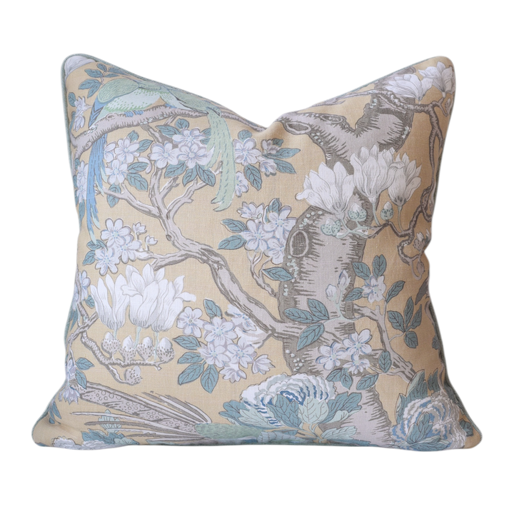 Caramel Bird & Branch Cushion