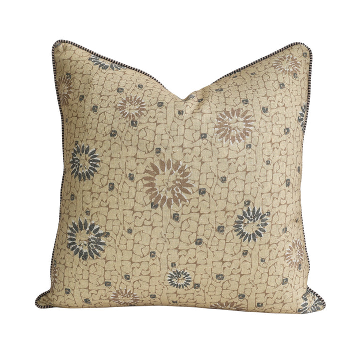 Caramel & Charcoal  Daisy Cushion