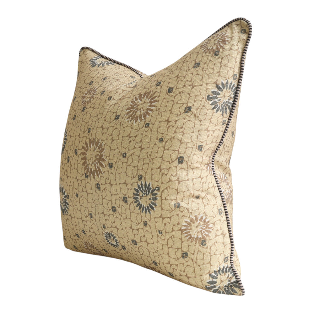 Caramel & Charcoal  Daisy Cushion