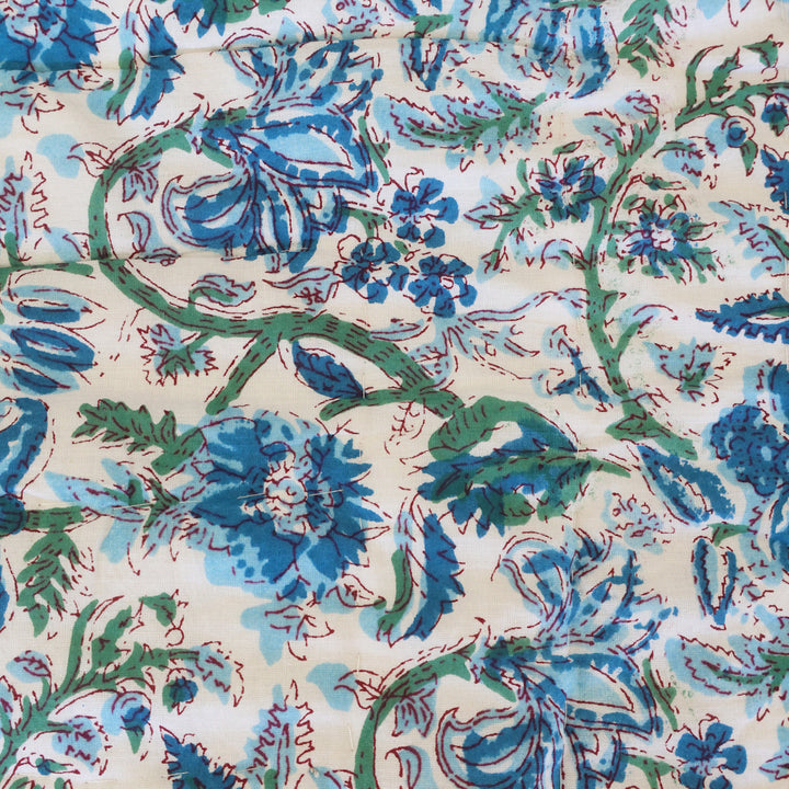 Cerulean Blue Floral & Stripe Quilt