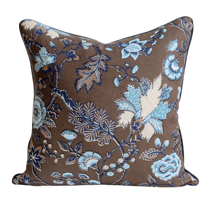 Choc & Blue Floral Cushion