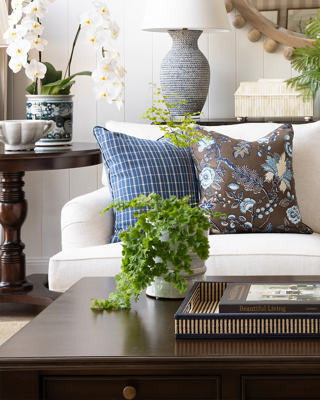 Choc & Blue Floral Cushion