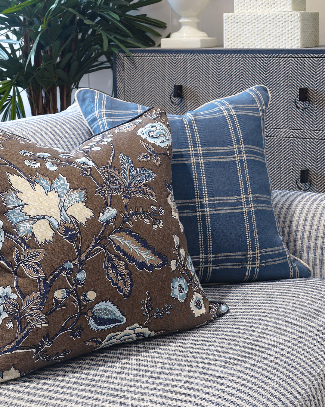 Dark Blue Check Cushion