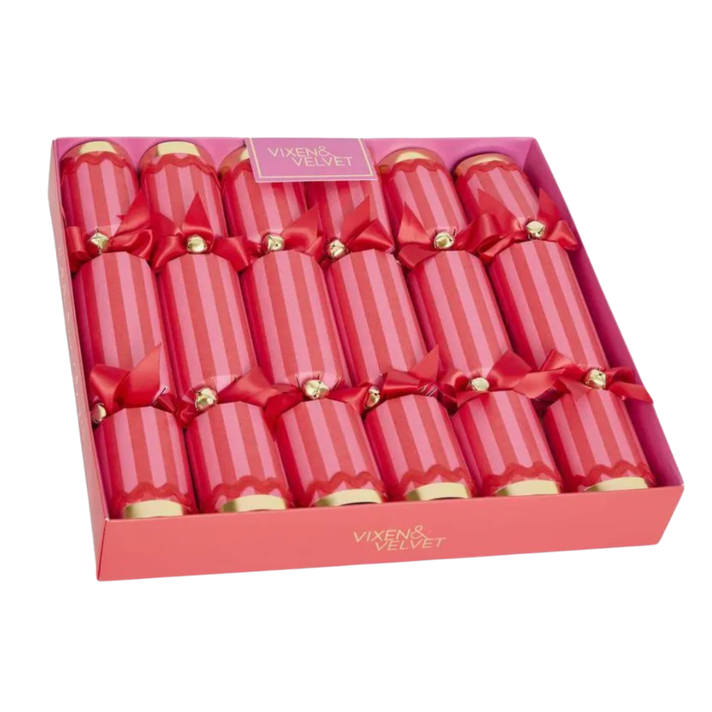 Christmas Crackers Set of 6 Pink Stripe