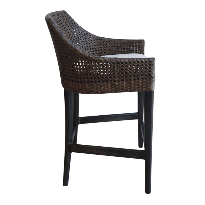 Classic Weave Dark Rattan Bar Stool