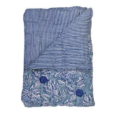 Cobalt Blue Floral Quilt Q