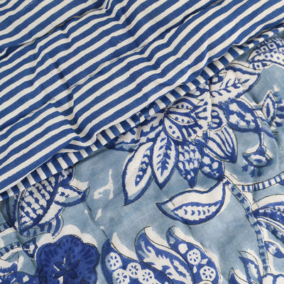 Cobalt Blue Floral Quilt K