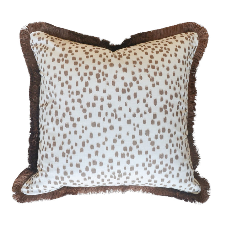 Cocoa Spot With Fringe Cushion