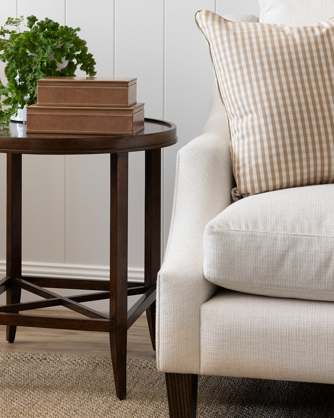 Coffee Boulevard Check Cushion