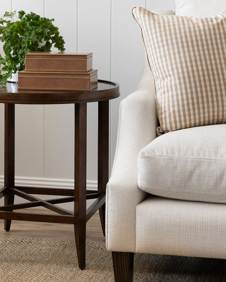 Coffee Boulevard Check Cushion