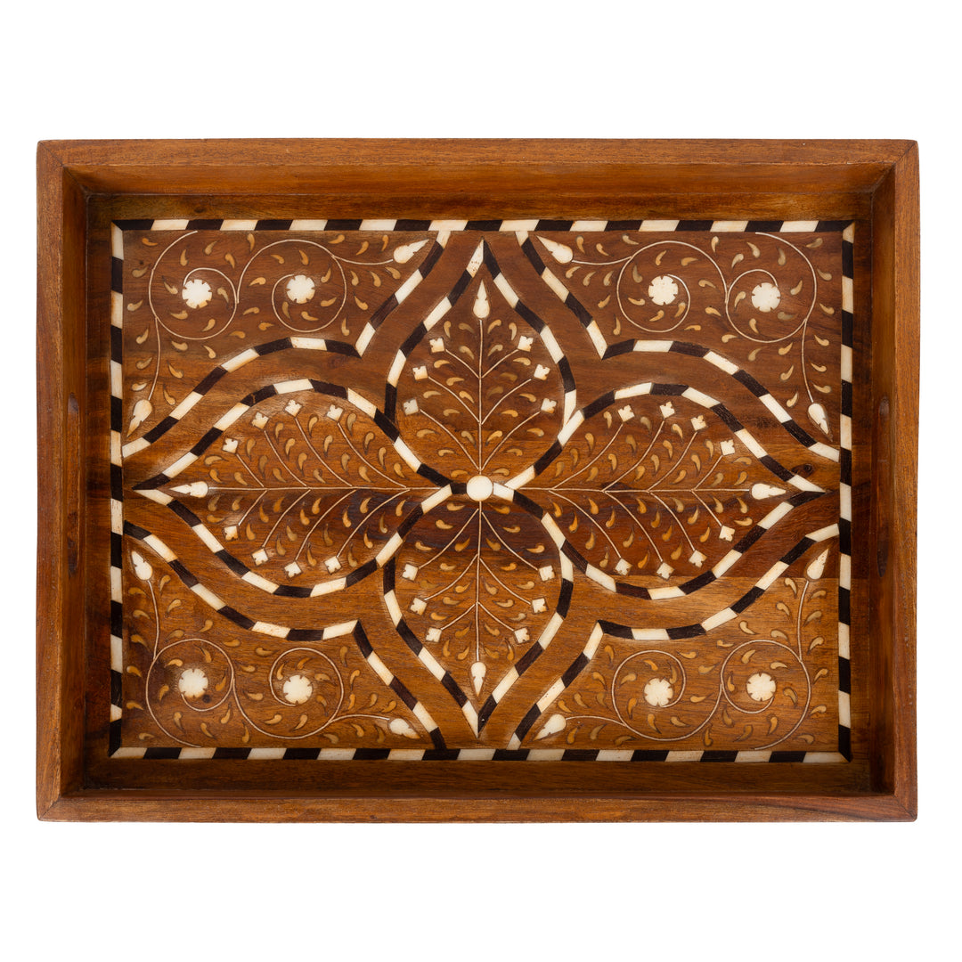 Teak and Bone Inlay Tray