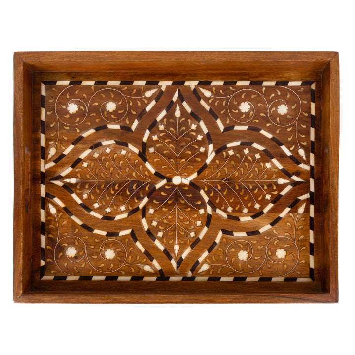 Teak and Bone Inlay Tray