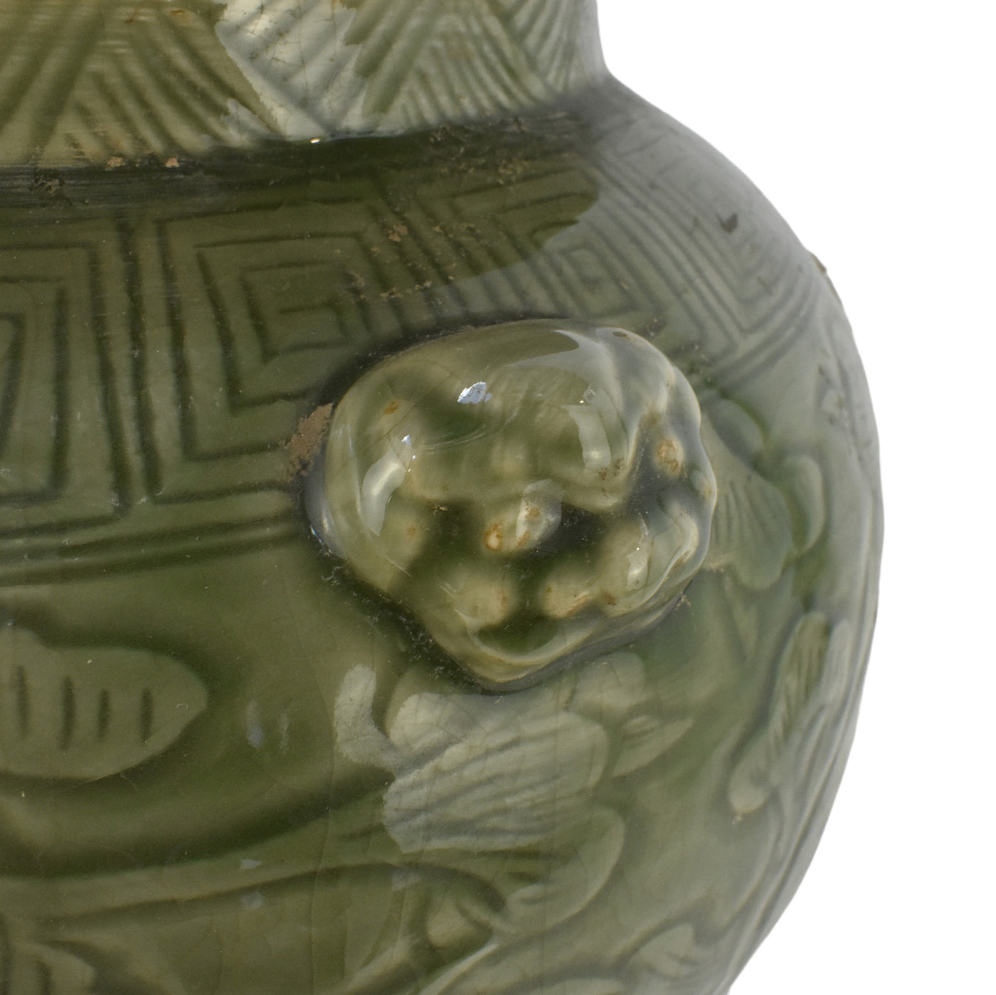 Olive Embossed Temple Jar