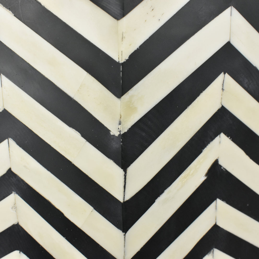 Chevron Black Bone Side Table