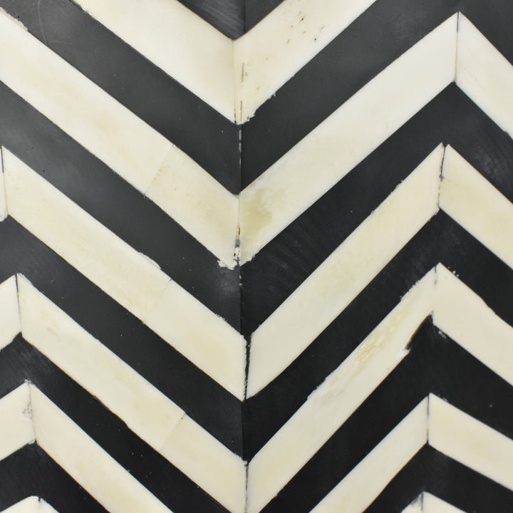 Chevron Black Bone Side Table