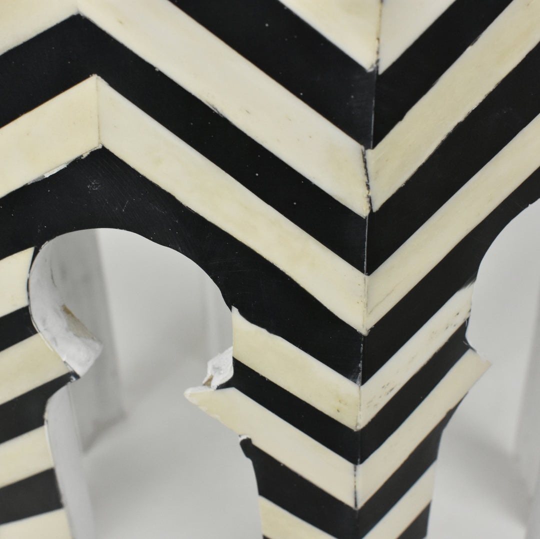 Chevron Black Bone Side Table